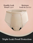 3 Pack 1 Black-2 Beige, XL AIRCUTE Washable Women Urine Incontinence Underwear