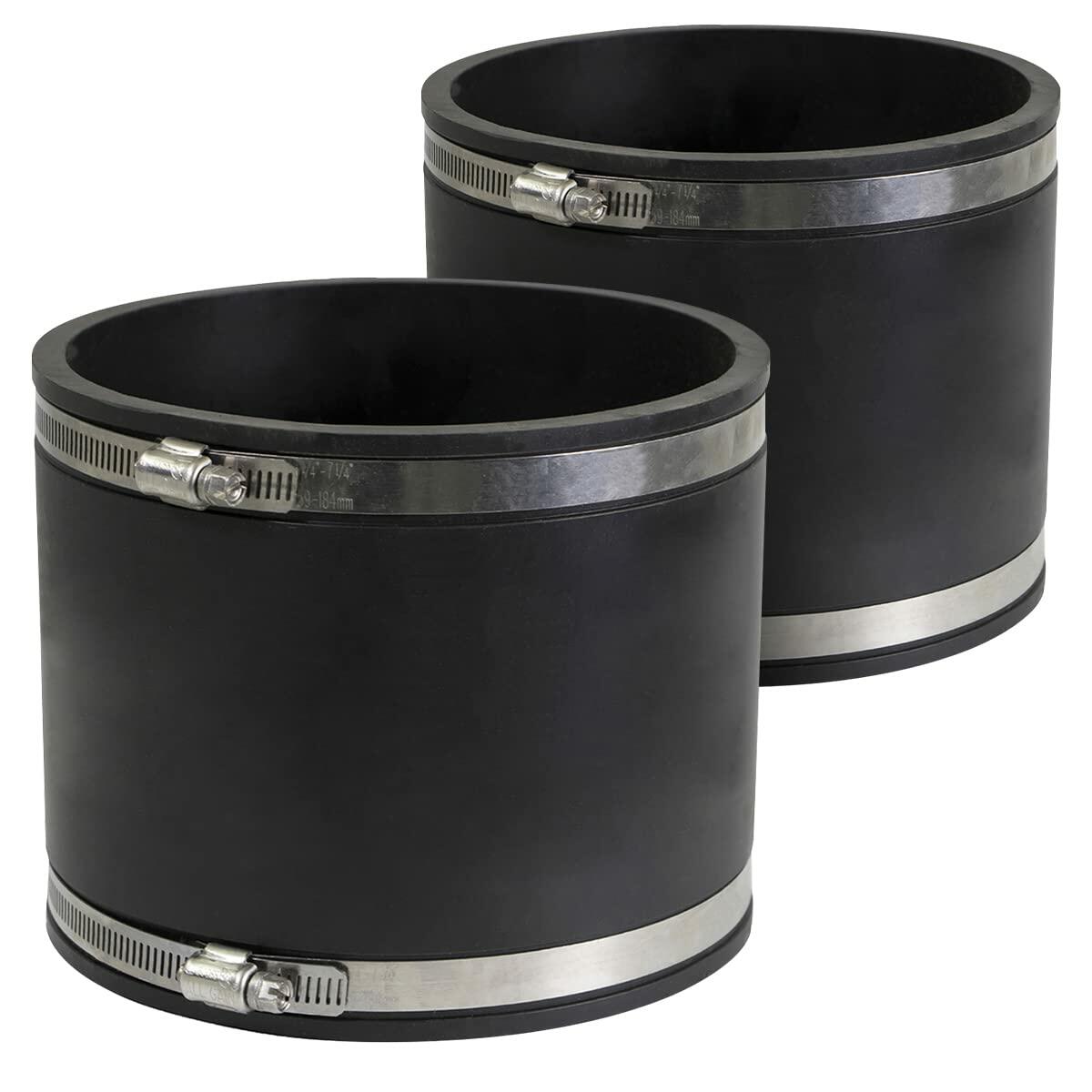 pack of 2 Supply Giant Flexible Pvc Coupling with Stainless Steel Clamps 8 inch
