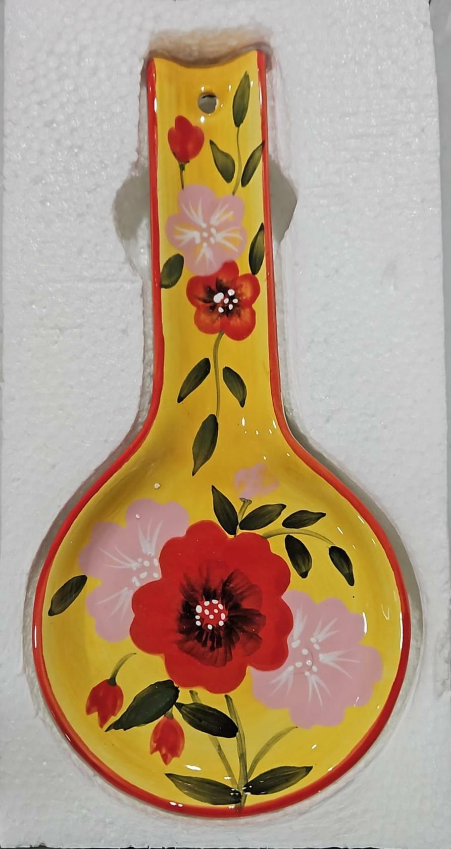 ACK Tuscan Collection English Garden Deluxe Hand-Painted Ceramic Spoon Rest