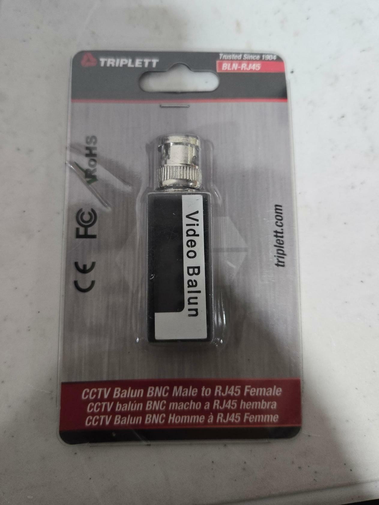 Triplett GEM BLN-RJ45 Analog CCTV Balun - BNC Male to RJ45 Female, Single