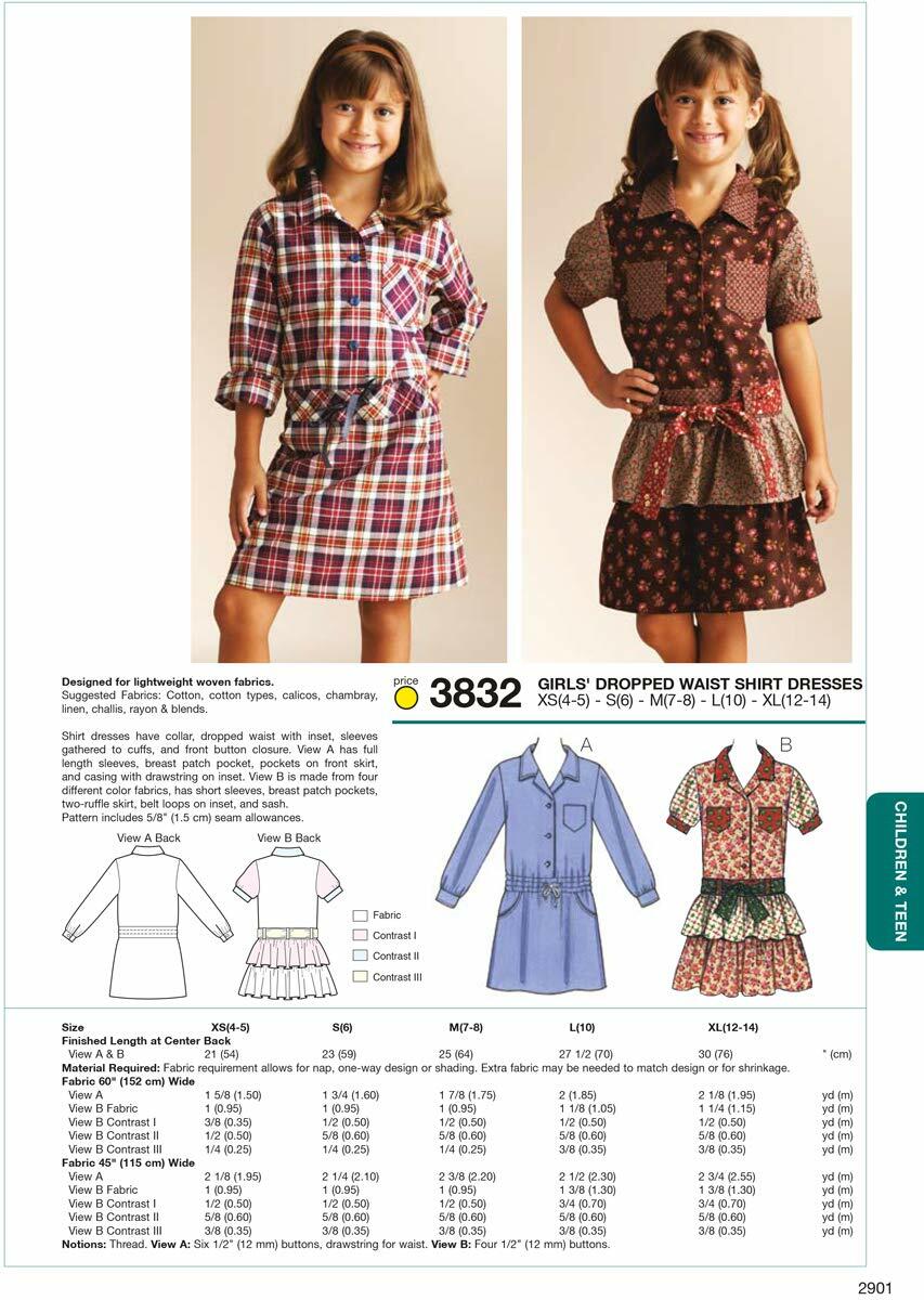 Kwik Sew K3832 Dropped Waist Shirt Dresses Sewing Pattern, Size XS-S-M-L-XL