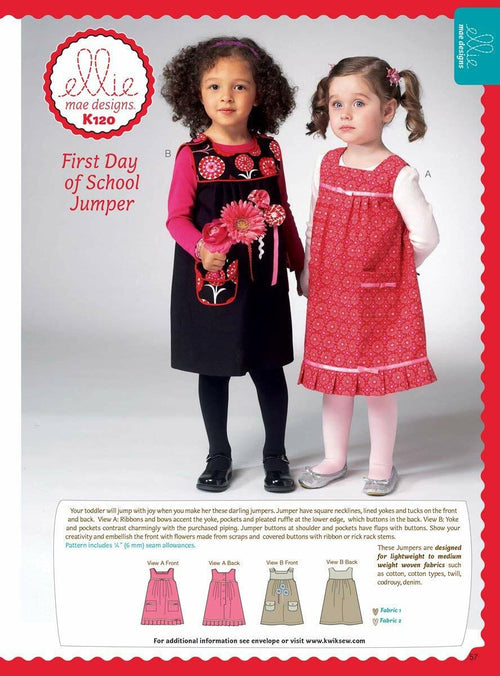 KWIK-SEW PATTERNS K0120 Toddlers Jumper Sewing Template