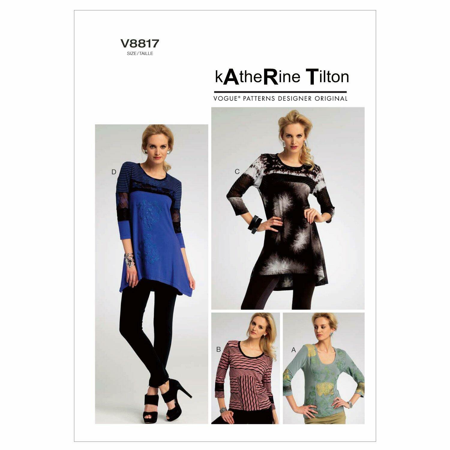 VOGUE PATTERNS V8817 Misses Top, Size F5 (16-18-20-22-24)