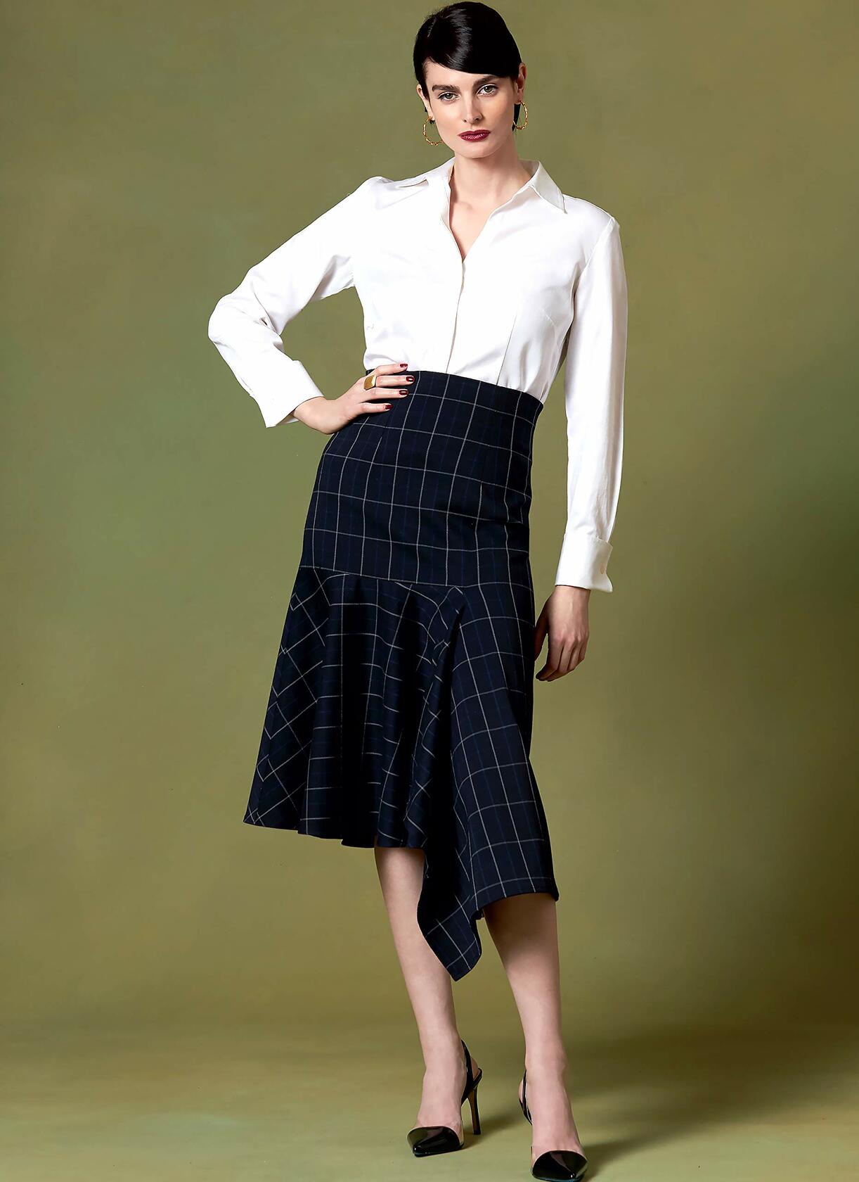 Vogue V1638A5 Easy Women's Fitted Asymmetrical Skirt Sewing Patterns, Sizes