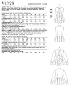 Vogue Patterns V1728F5 Misses TOP/Vest, F5 (16-18-20-22-24), White
