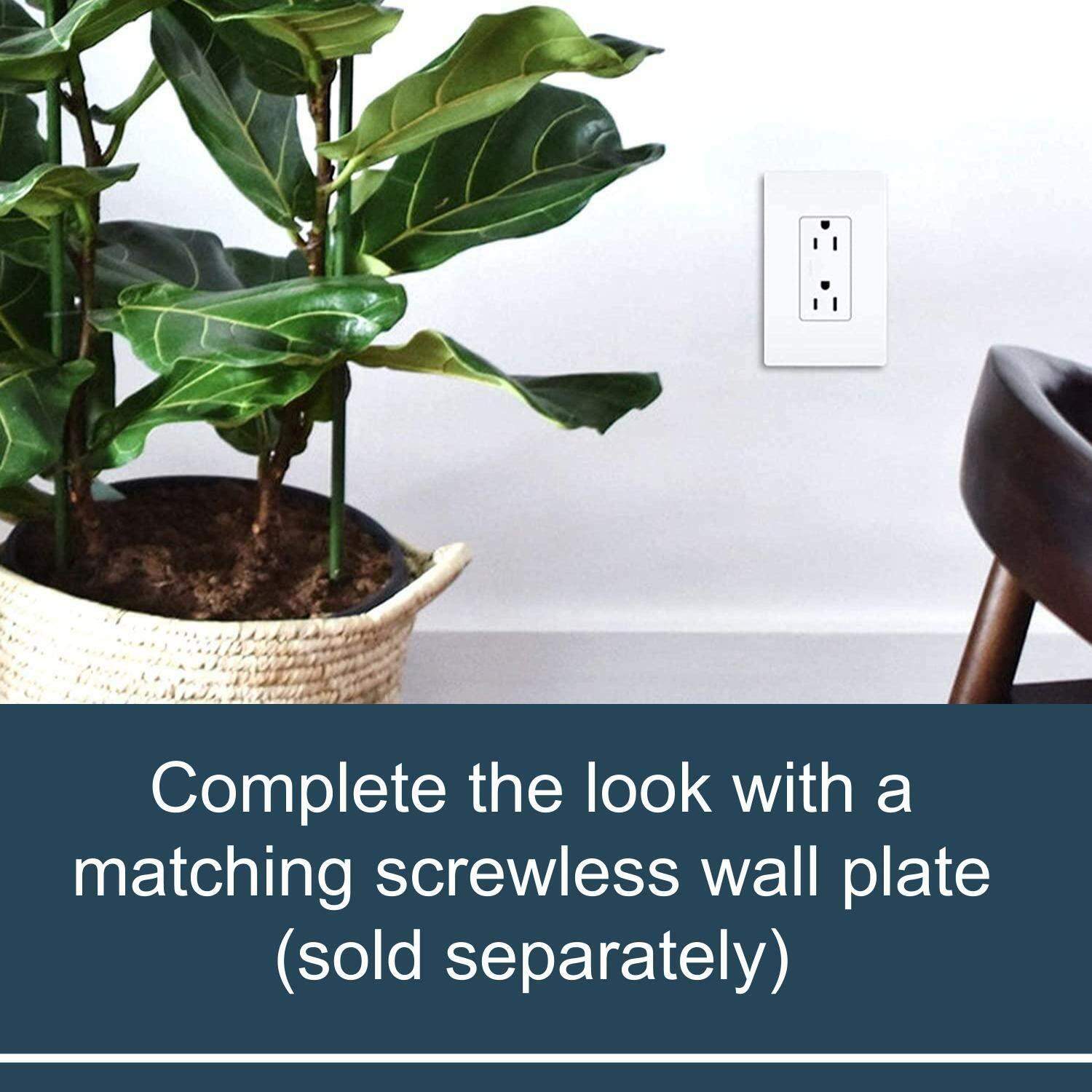 Legrand radiant 885TRWCC12 15 Amp Tamper Resistant Decorator Duplex Outlet, Side
