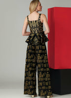 Vogue Patterns Misses' Sleeveless Peplum Top And Wide Leg Pants, 6-8-10-12-14,
