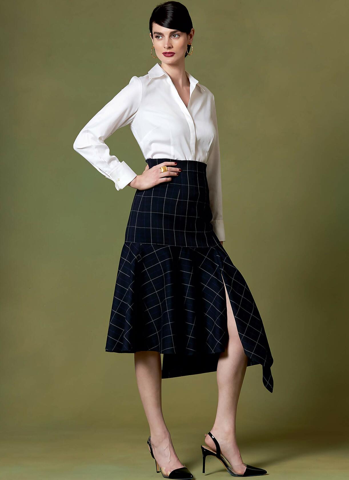 Vogue V1638A5 Easy Women's Fitted Asymmetrical Skirt Sewing Patterns, Sizes