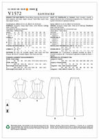 Vogue Patterns Misses' Sleeveless Peplum Top And Wide Leg Pants, 6-8-10-12-14,