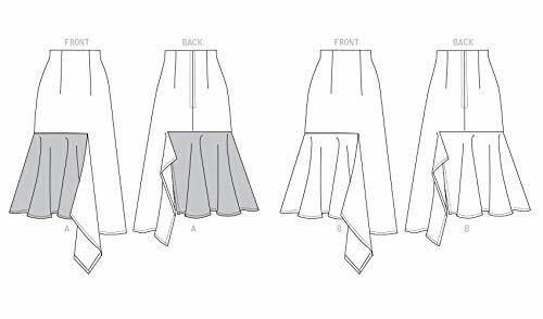 Vogue V1638A5 Easy Women's Fitted Asymmetrical Skirt Sewing Patterns, Sizes