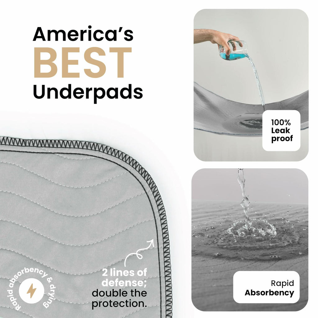 4 Pack IMPROVIA Washable Underpads Heavy Absorbency Reusable Incontinence Pads