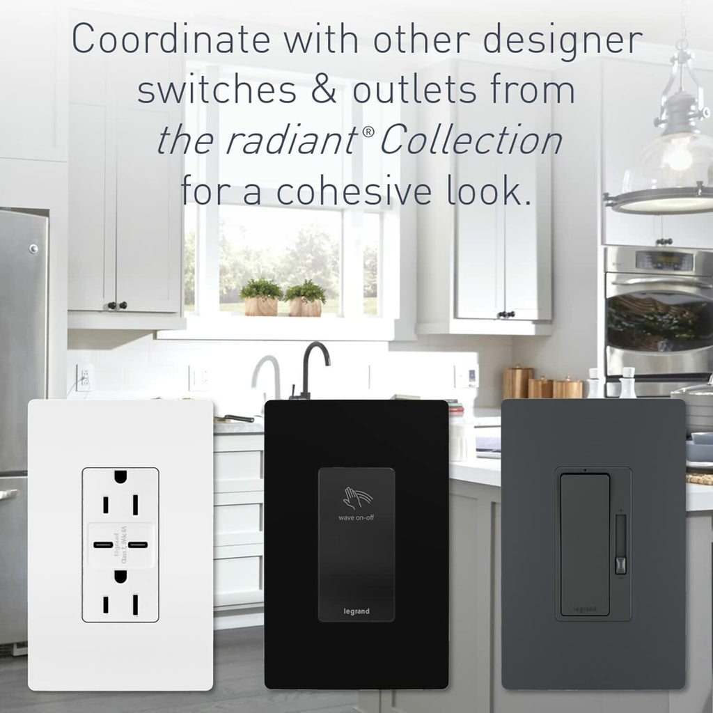 Legrand radiant 885TRWCC12 15 Amp Tamper Resistant Decorator Duplex Outlet, Side