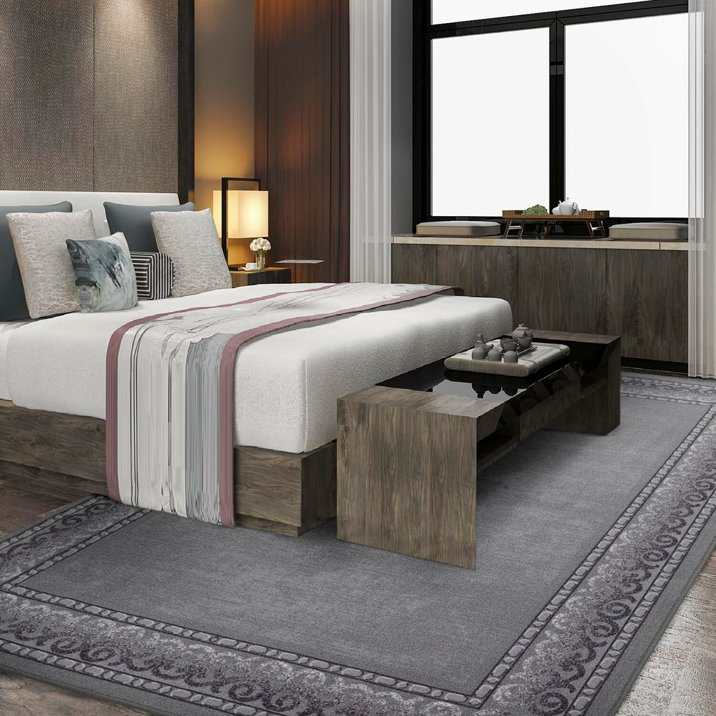 Grey Antep Rugs Alfombras Bordered Modern 3x5 Non-Slip (Non-Skid) Low Pile