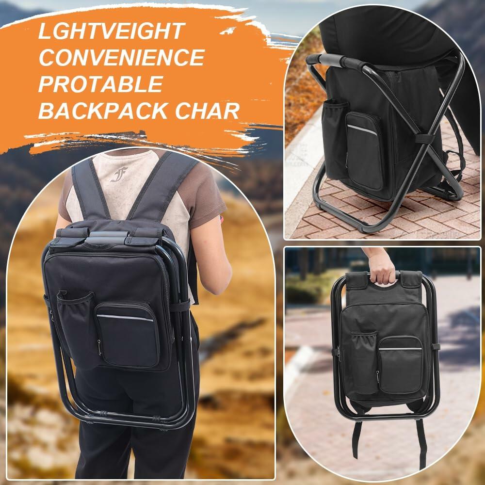 YESIACE Portable Folding Camping Stool, Backpack with Cooler Bag, Hiking Seat,