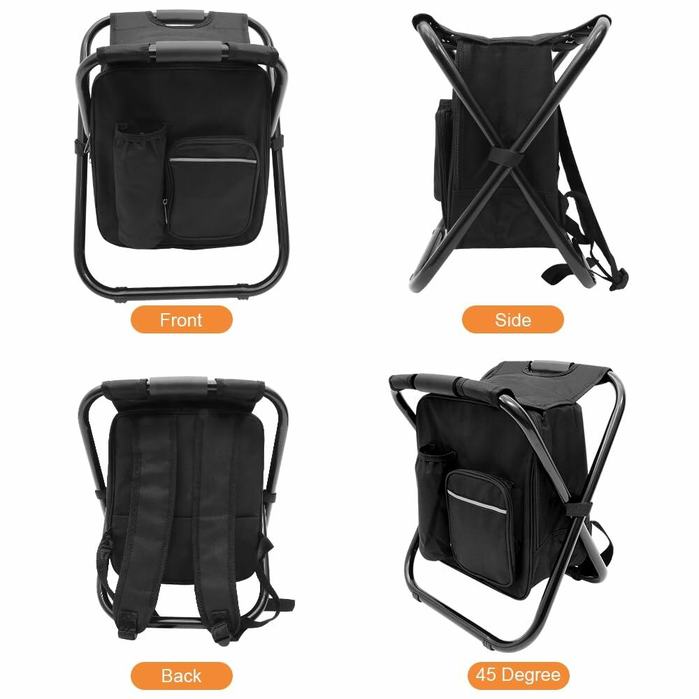 YESIACE Portable Folding Camping Stool, Backpack with Cooler Bag, Hiking Seat,