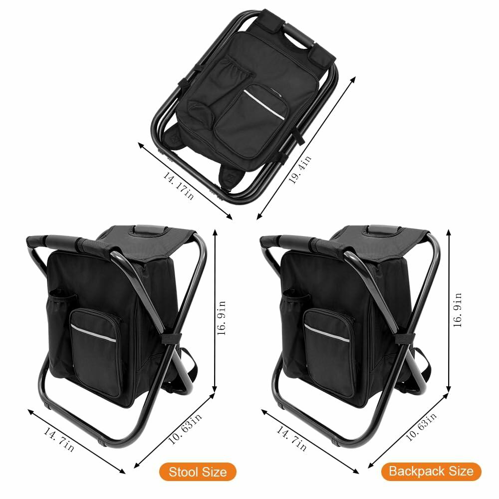 YESIACE Portable Folding Camping Stool, Backpack with Cooler Bag, Hiking Seat,
