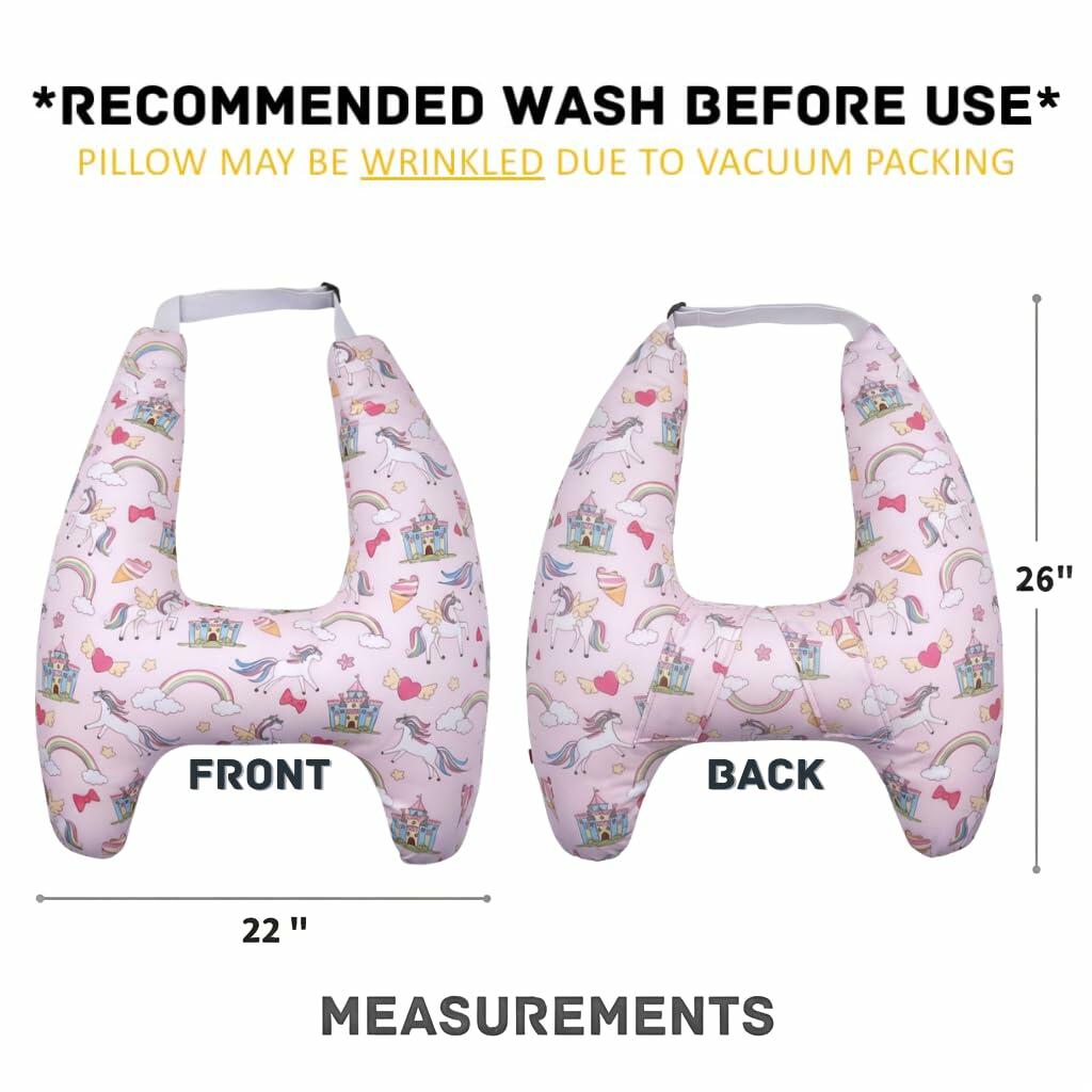 Unicorn Pink eaonitu Travel Pillow Car Cushion for Kids 6 Years Old+ Shoulder