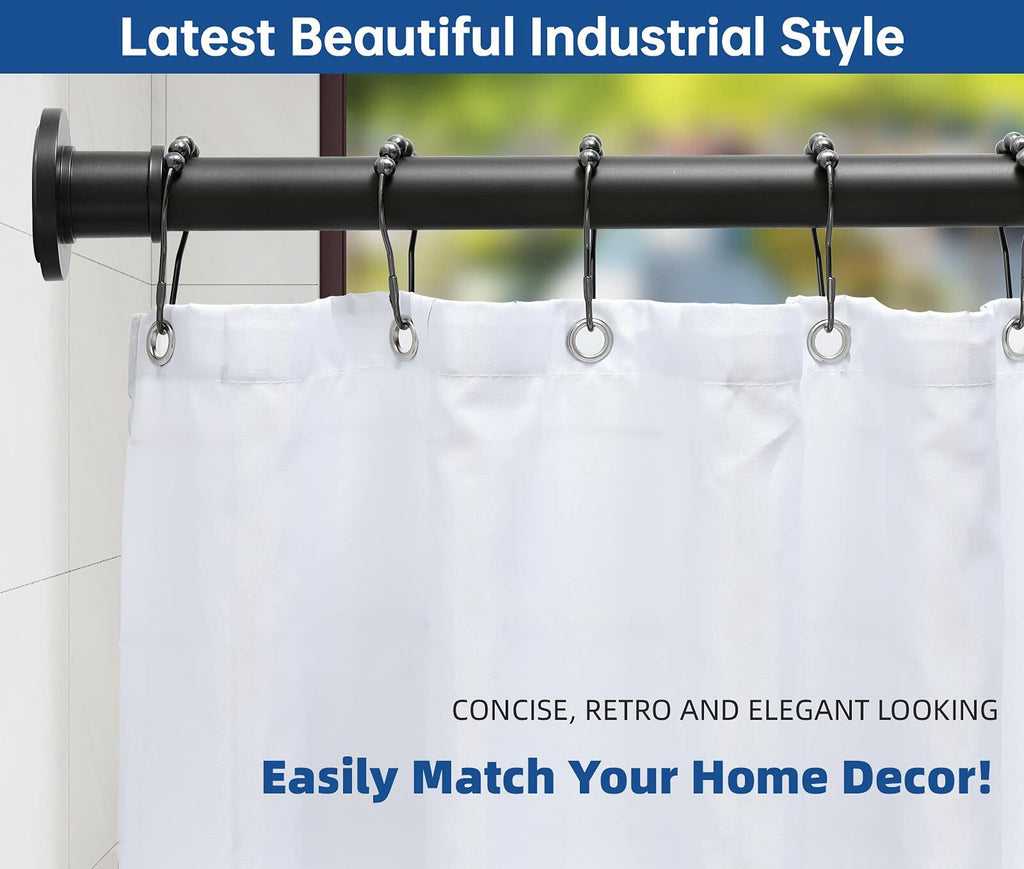 BRIOFOX Industrial Shower Curtain Rod - Rustproof Non-Slip 43-72 Inch Stainless