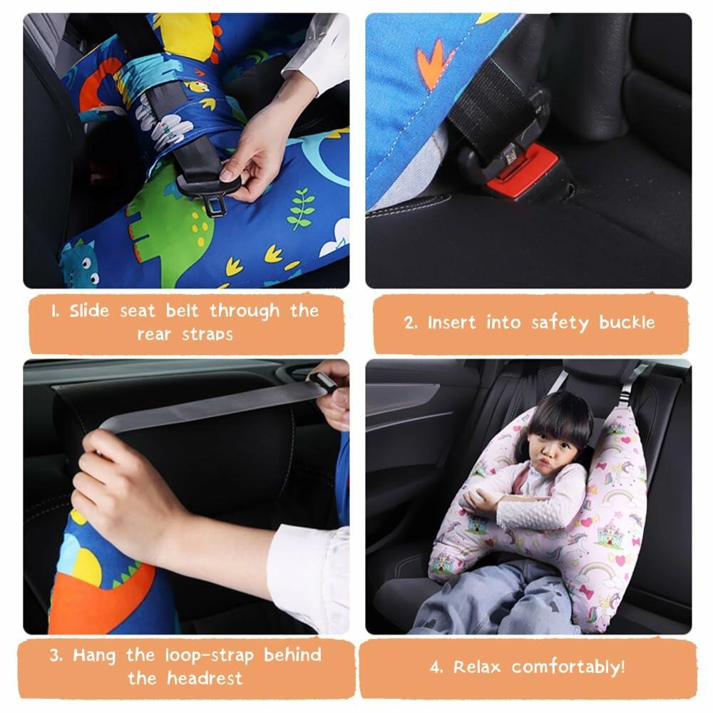 Unicorn Pink eaonitu Travel Pillow Car Cushion for Kids 6 Years Old+ Shoulder