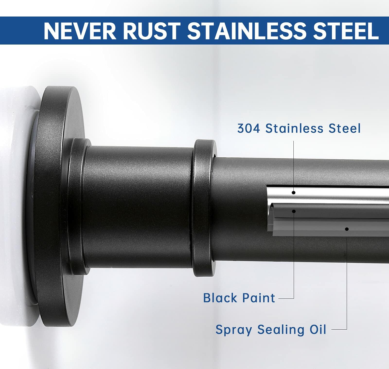 BRIOFOX Industrial Shower Curtain Rod - Rustproof Non-Slip 43-72 Inch Stainless