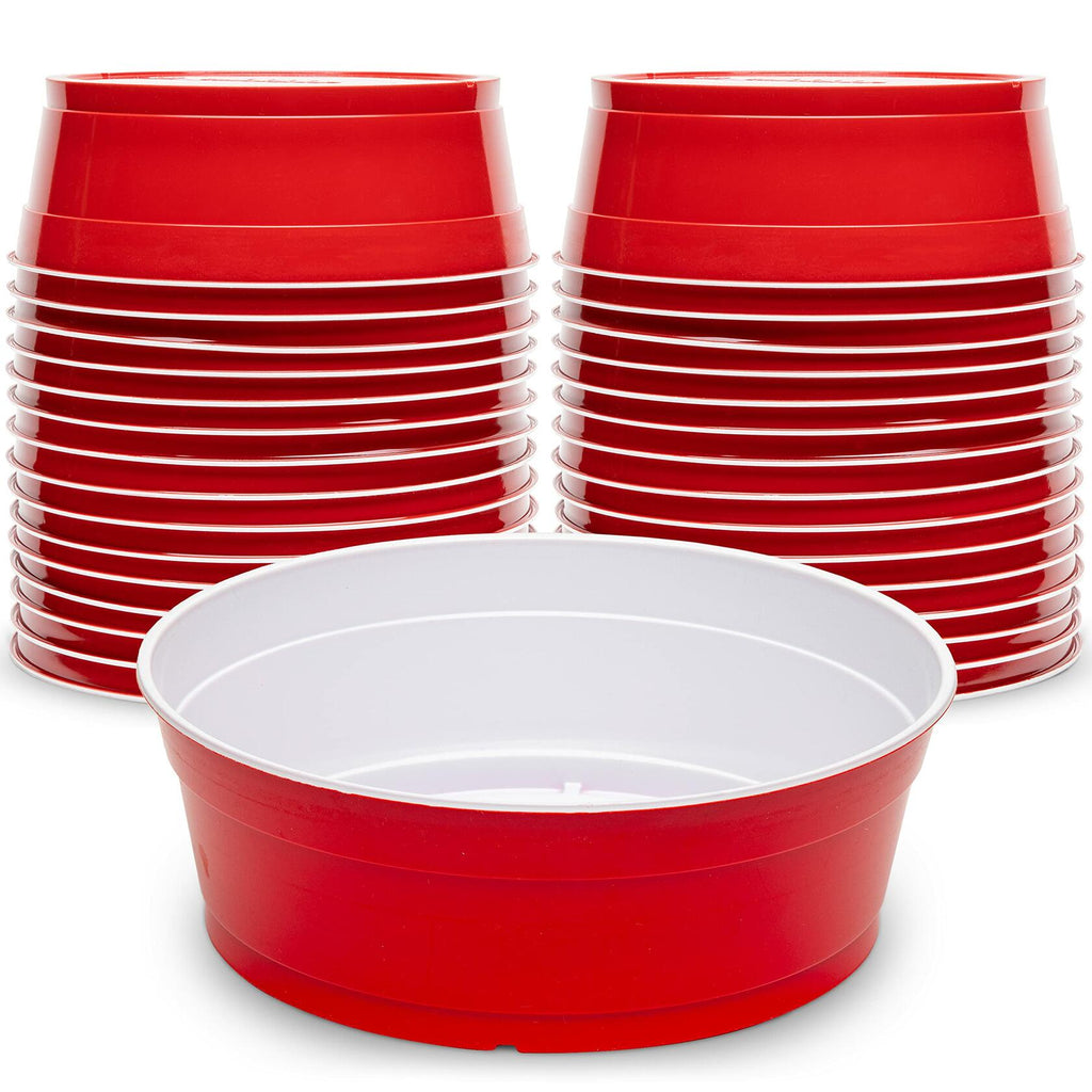 GoBig Red Party Cup Bowls - 30 Large Disposable Plastic Bowls