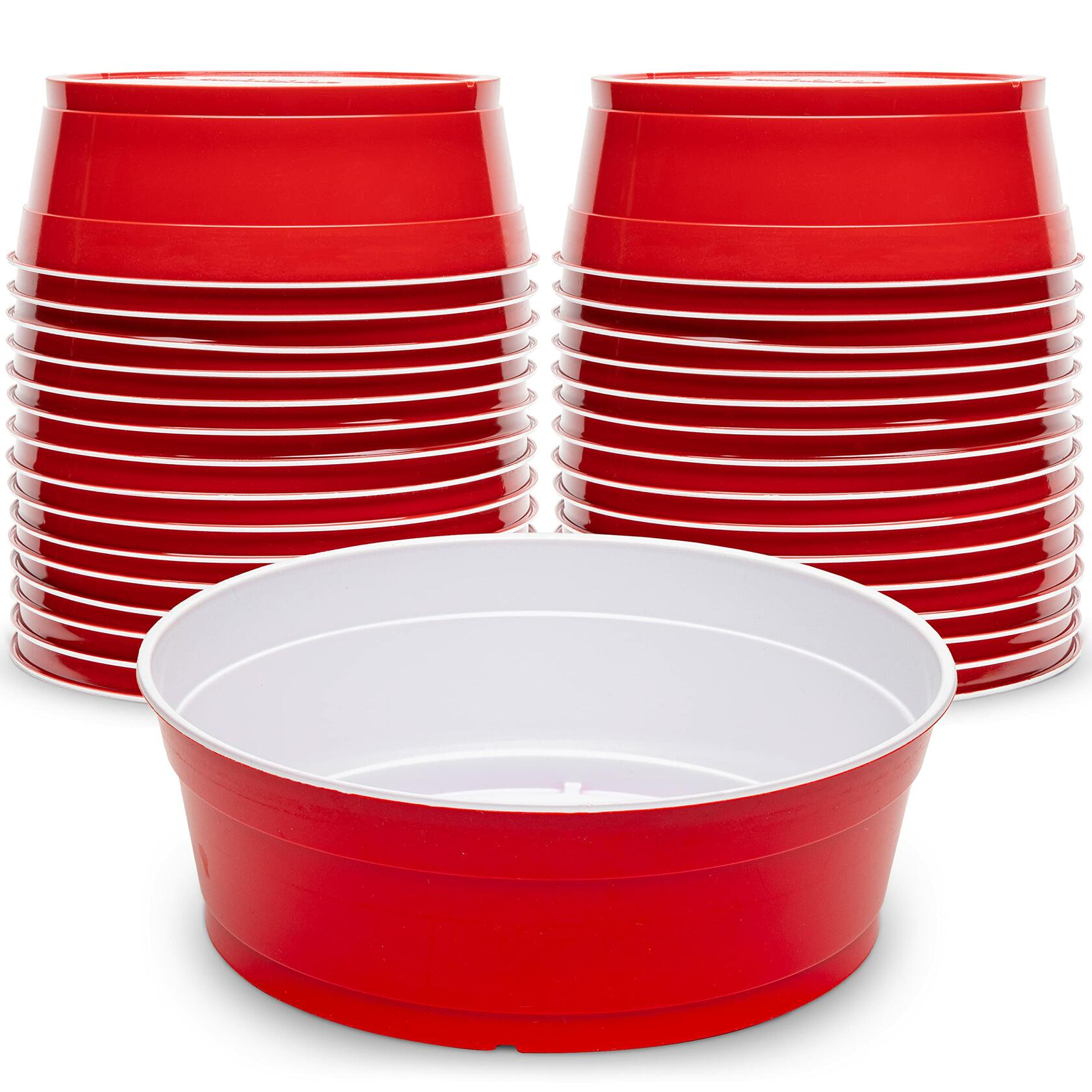 GoBig Red Party Cup Bowls - 30 Large Disposable Plastic Bowls