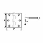2 Packs Of 2 Richelieu 820NBB Onward Full Mortise Butt Hinge for Interior Door,