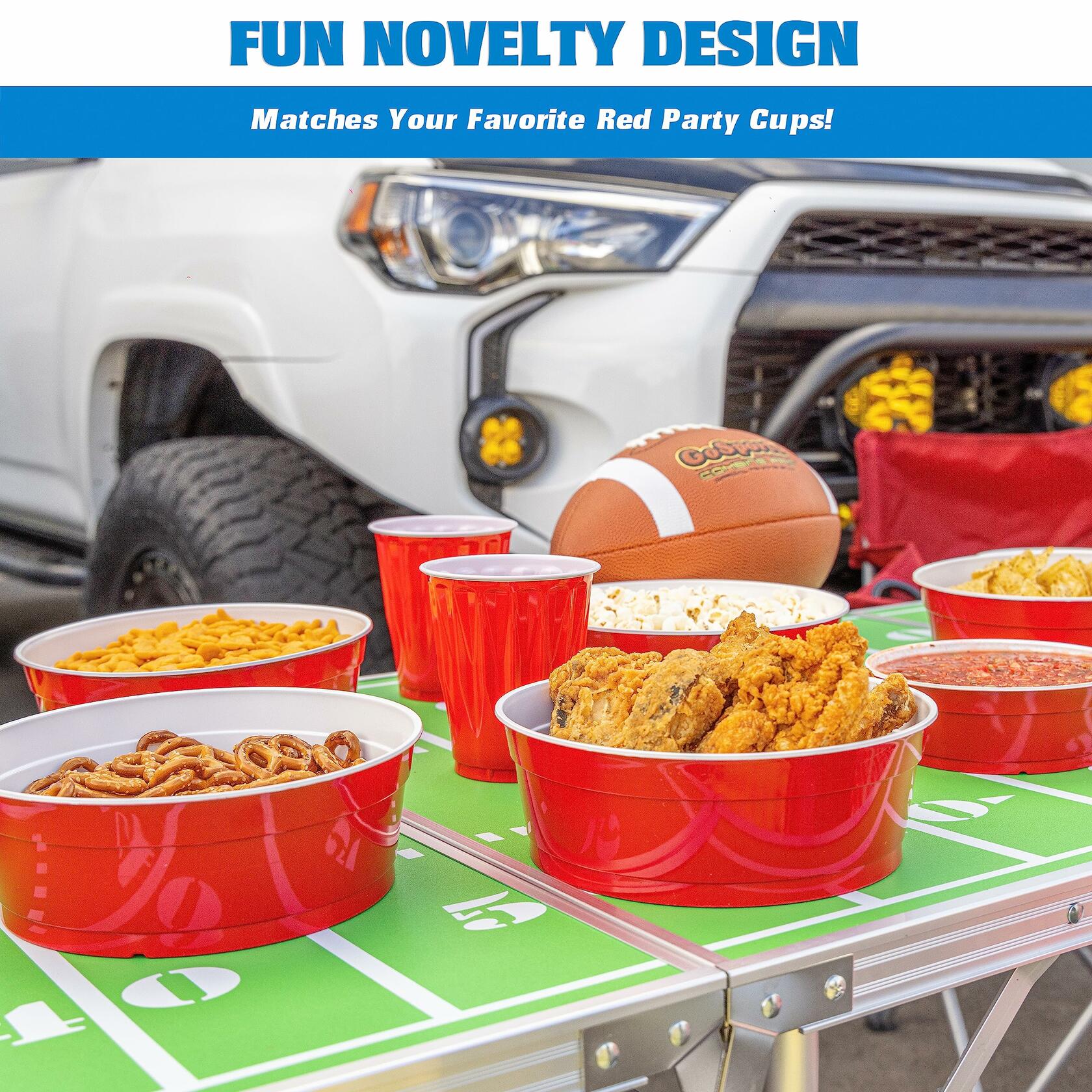 GoBig Red Party Cup Bowls - 30 Large Disposable Plastic Bowls