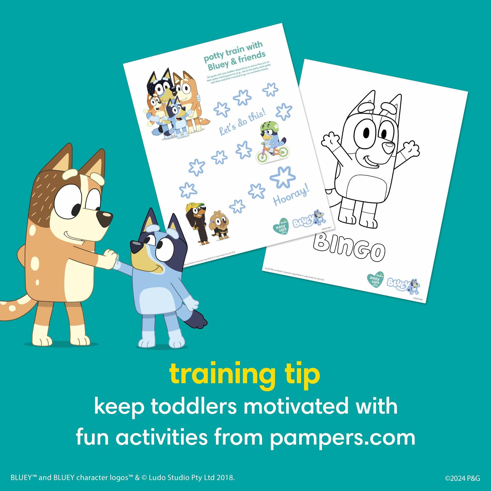 50 Count Pampers Training Pants - Easy Ups Boys & Girls Bluey - Size 2T-3T,