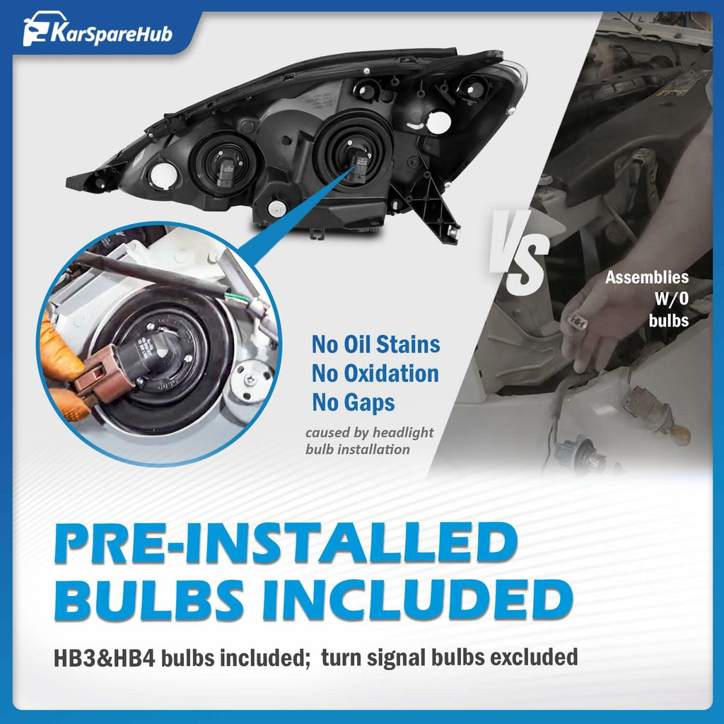 OPEN BOX - KarSpareHub Headlights Assembly With Bulbs for 2006-2010 Toyota