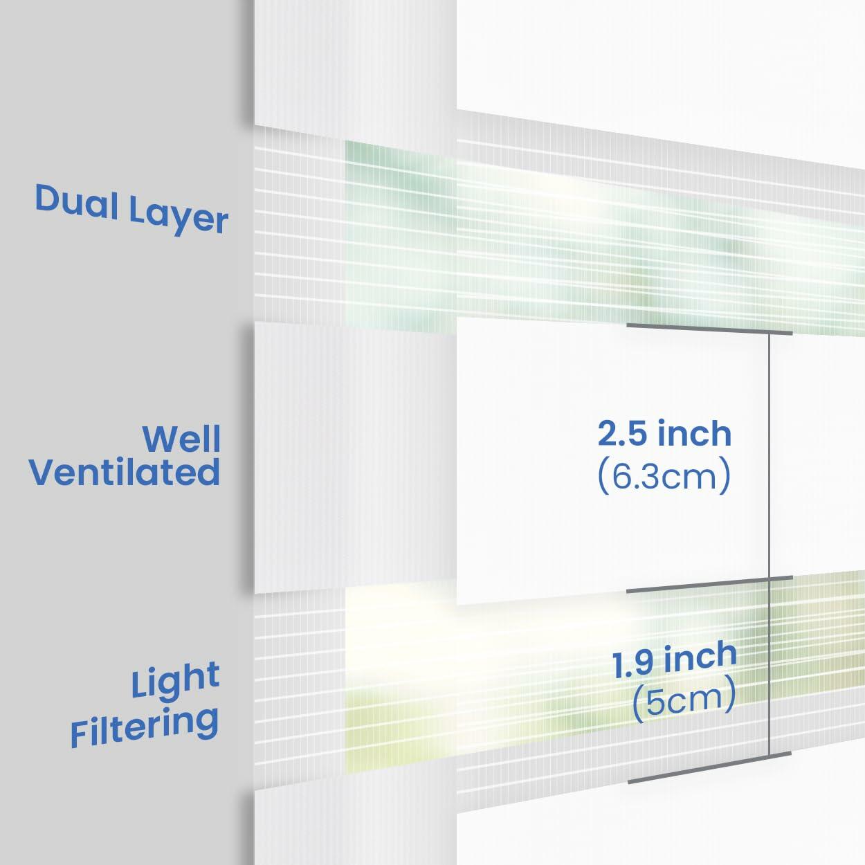 FOIRESOFT  W 37 x H 64 inch Standard Cordless Custom Zebra Roller Shades and