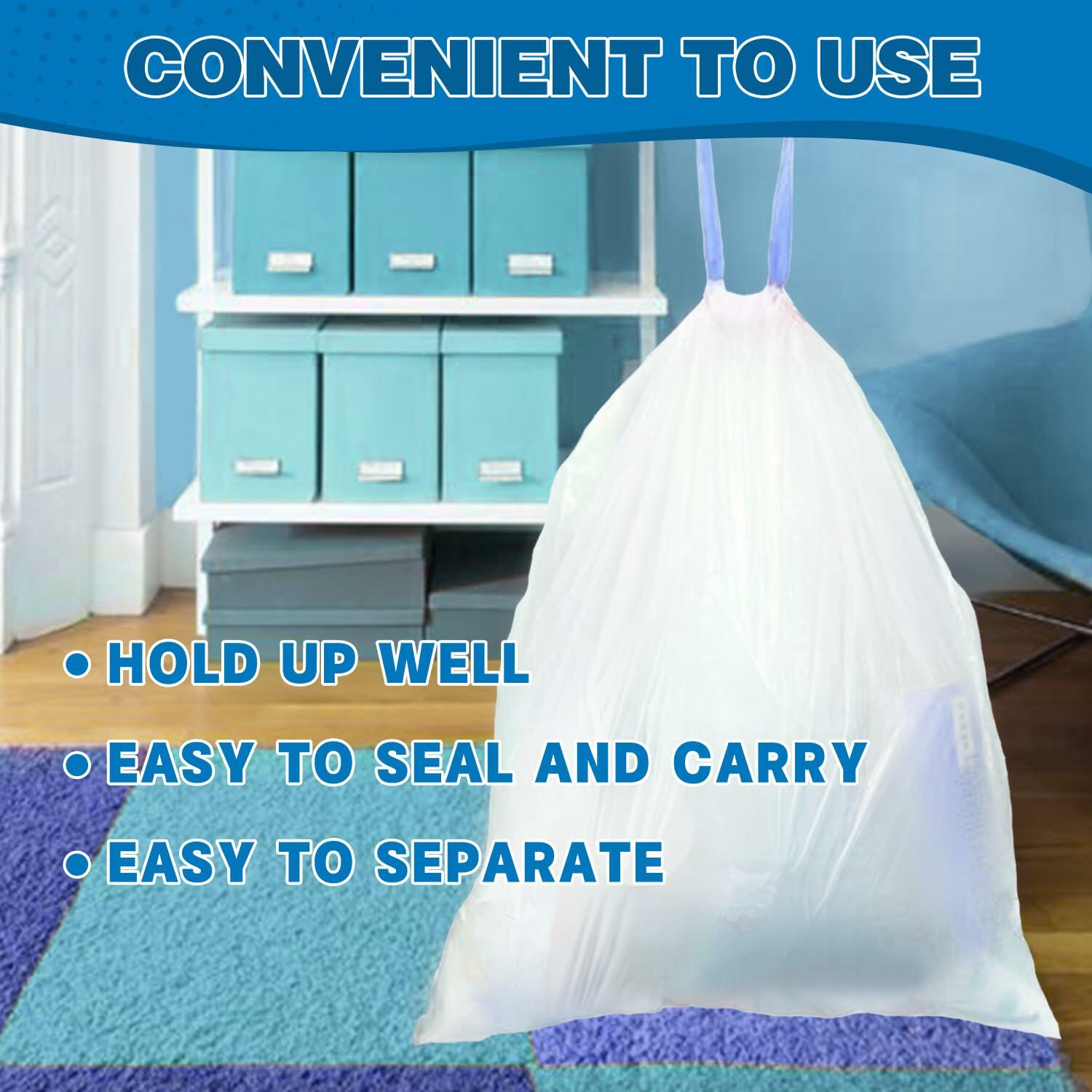 120 Count T.FORING 2 Gallon Trash Bags Drawstring 0.96 Mil  Small Garbage Ba...