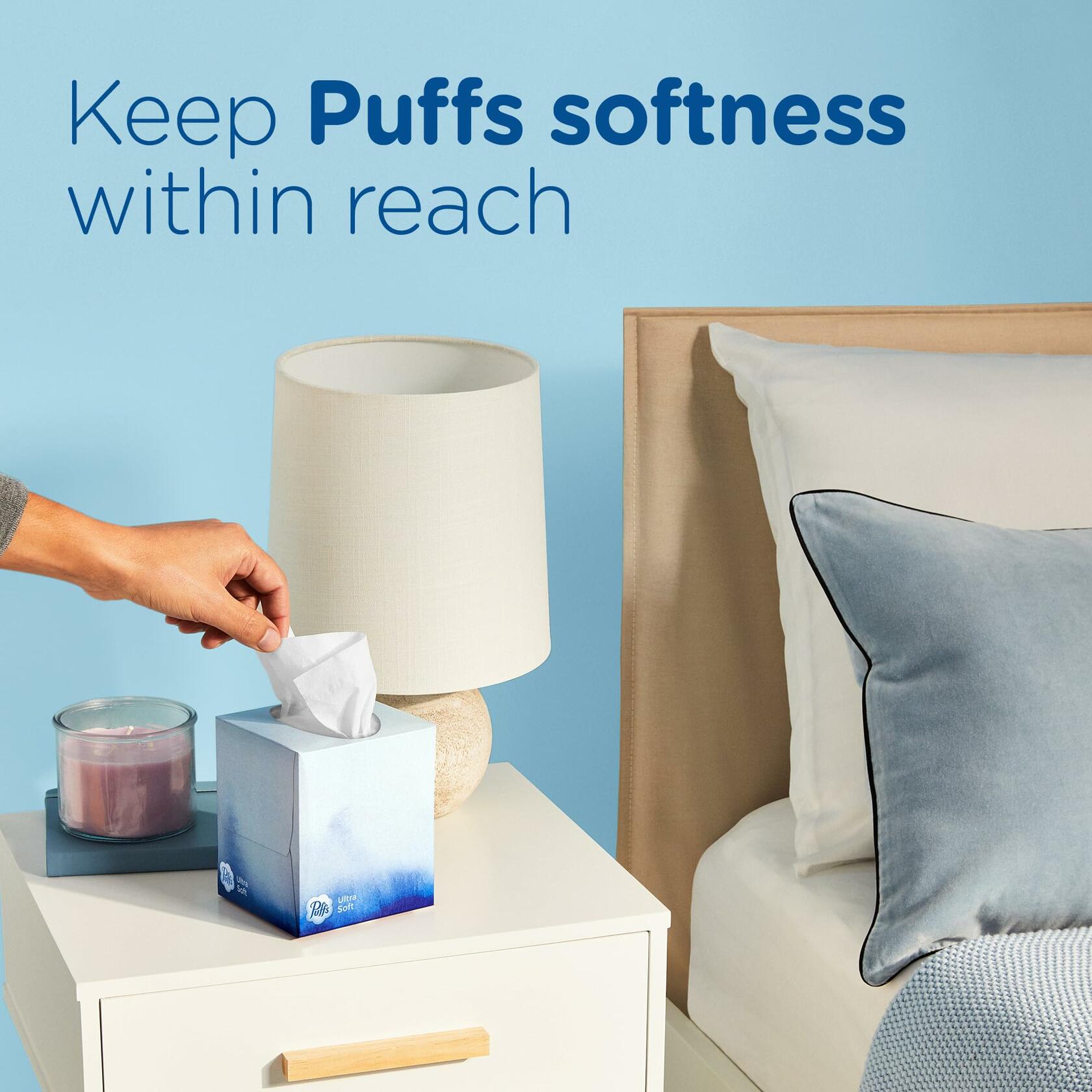 8 Family Boxes Puffs Ultra Soft Non-Lotion Facial Tissue, 124 Facial Tissues per