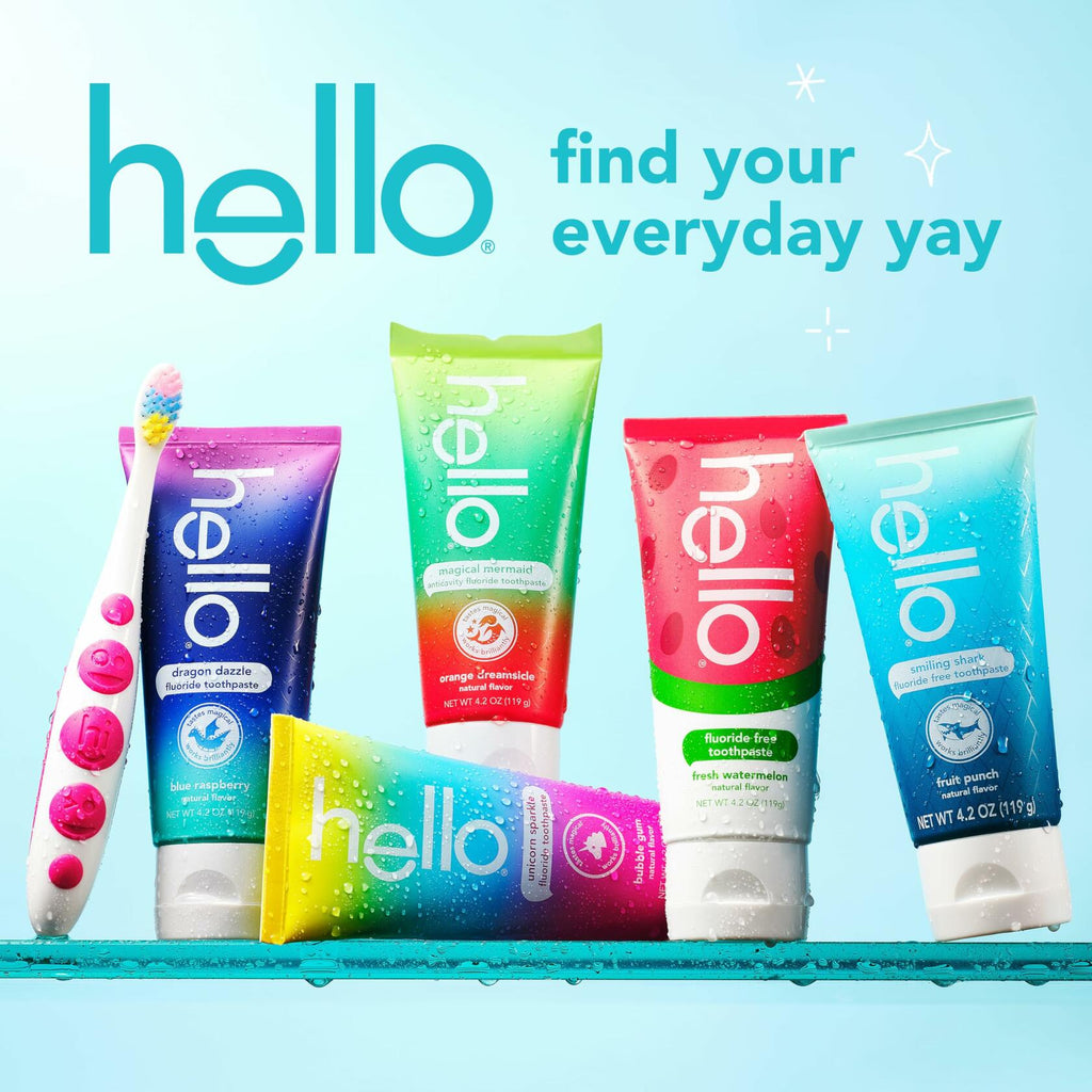 Pack of 3 hello Dragon Dazzle Blue Raspberry Kids Toothpaste, Fluoride