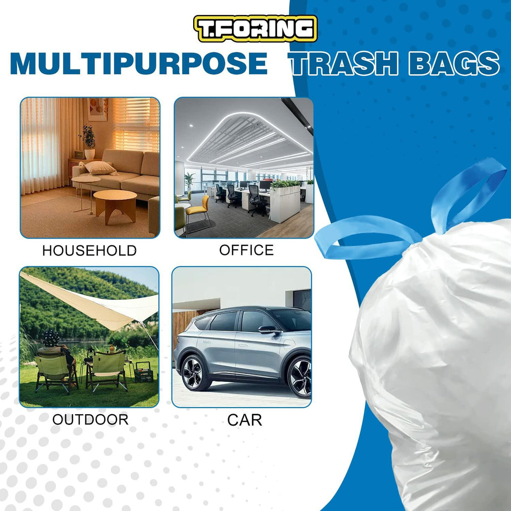 120 Count T.FORING 2 Gallon Trash Bags Drawstring 0.96 Mil  Small Garbage Ba...