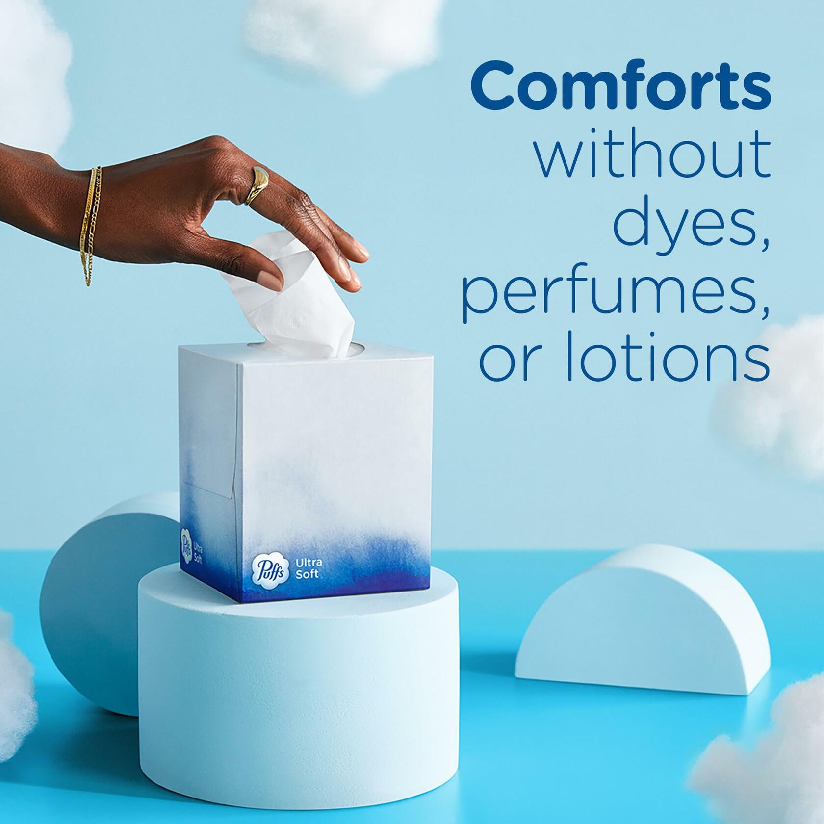 8 Family Boxes Puffs Ultra Soft Non-Lotion Facial Tissue, 124 Facial Tissues per