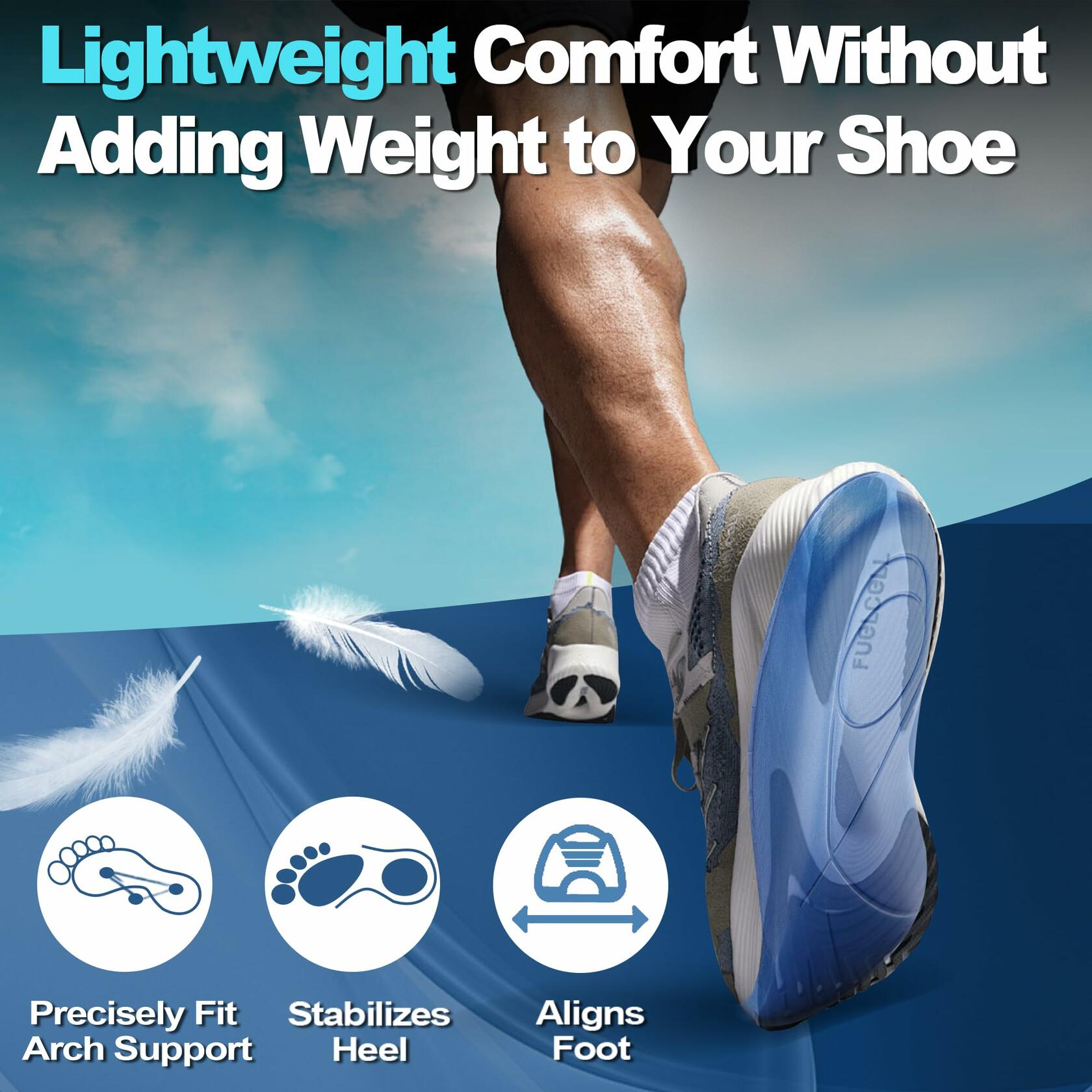 Men OrthoComfoot Plantar Fasciitis Relief Comfort Insoles Size 40 Low Arch