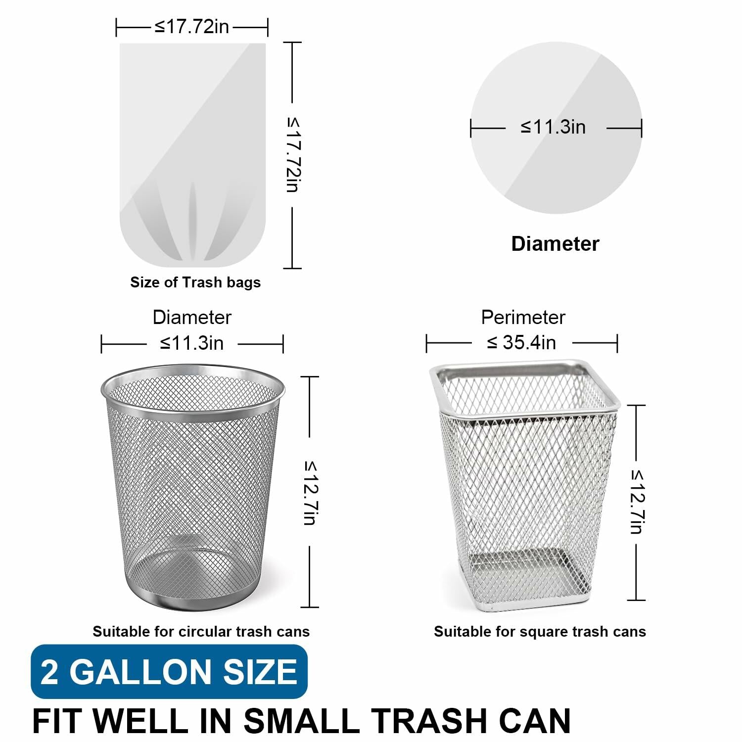 120 Count T.FORING 2 Gallon Trash Bags Drawstring 0.96 Mil  Small Garbage Ba...