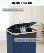Blue Recycling Bins for Kitchen 26 Gallon (100L) Recycle Bin with lid, Indoor