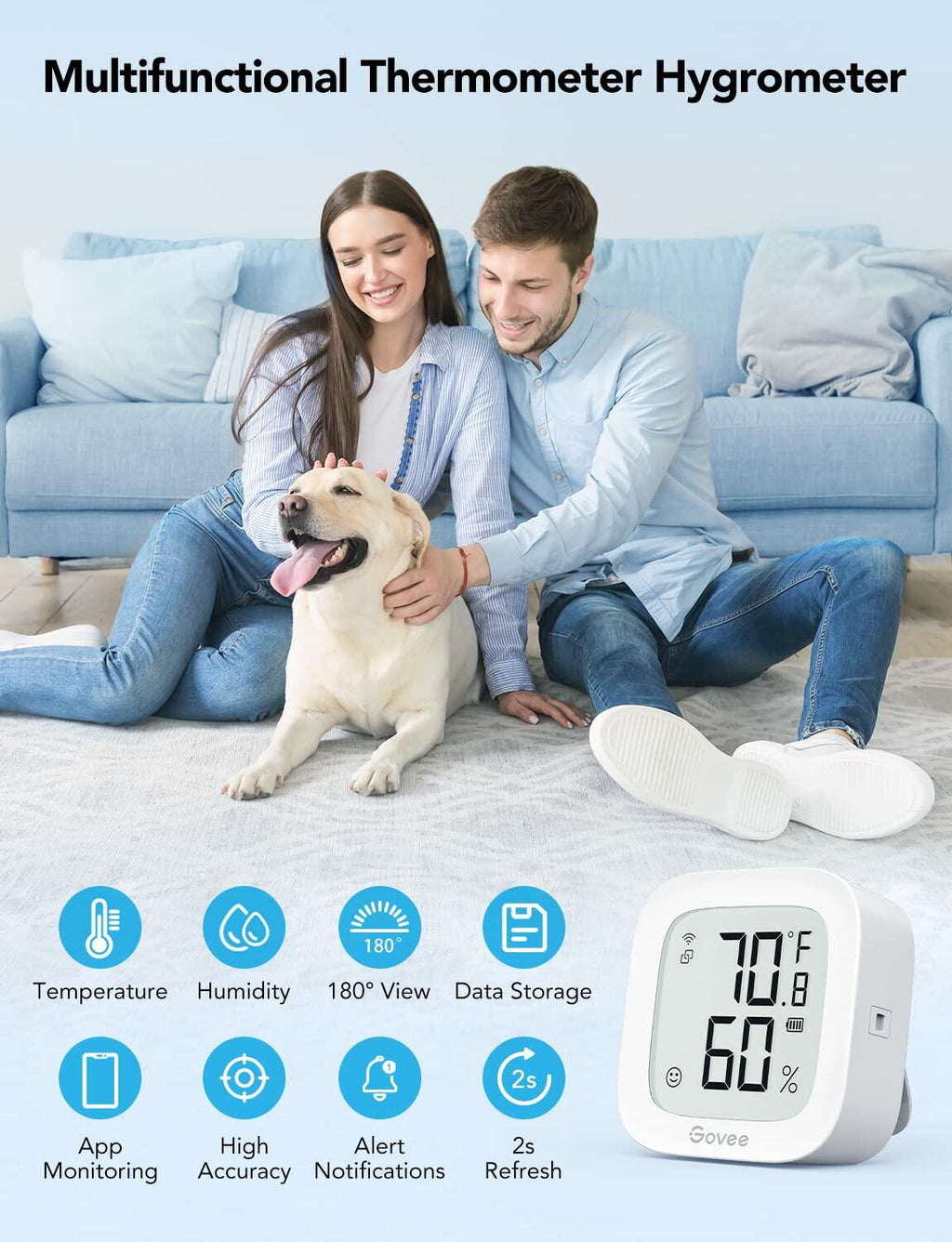 Govee WiFi Thermometer Hygrometer H5103, Indoor Bluetooth Temperature Humidity