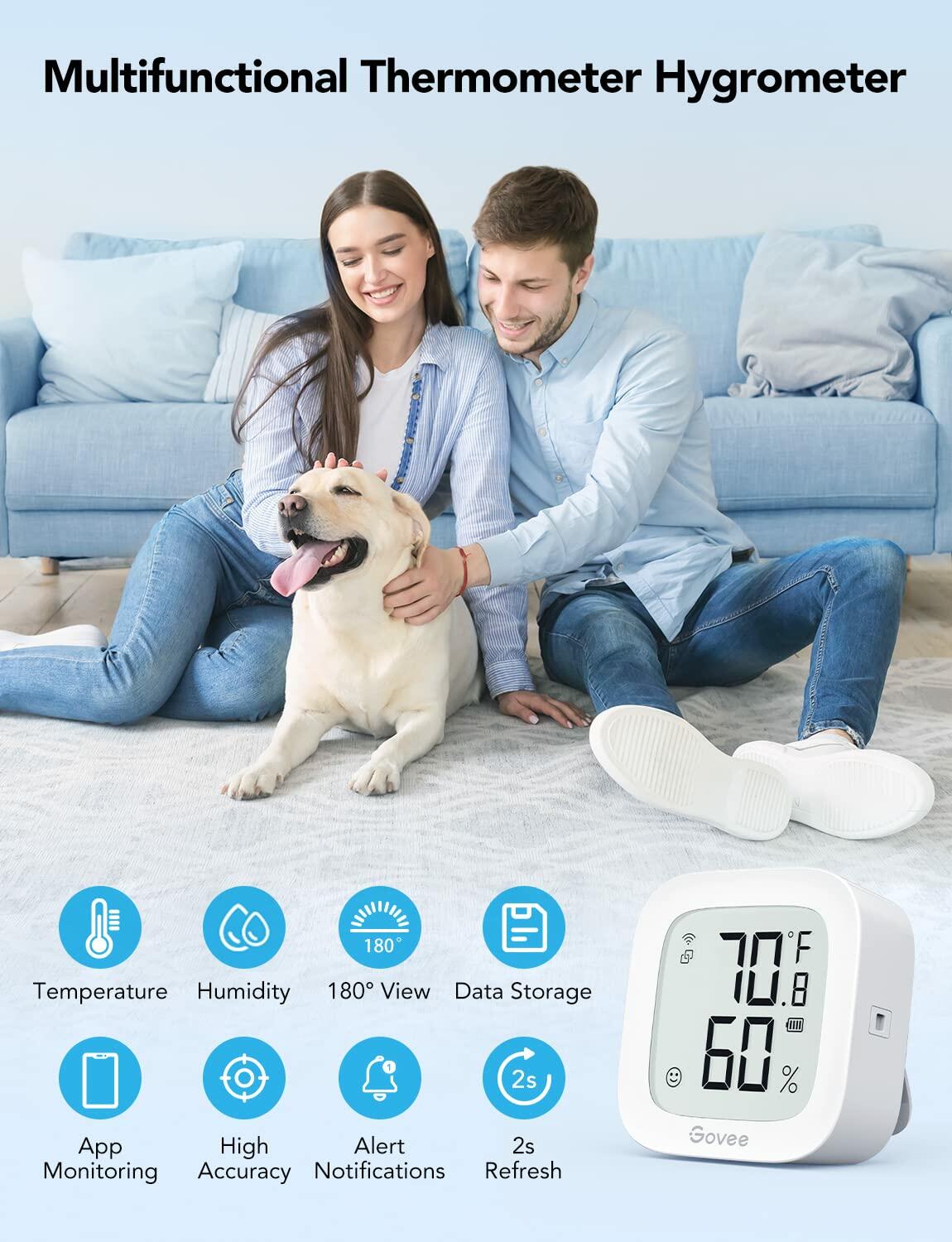 Govee WiFi Thermometer Hygrometer H5103, Indoor Bluetooth Temperature Humidity