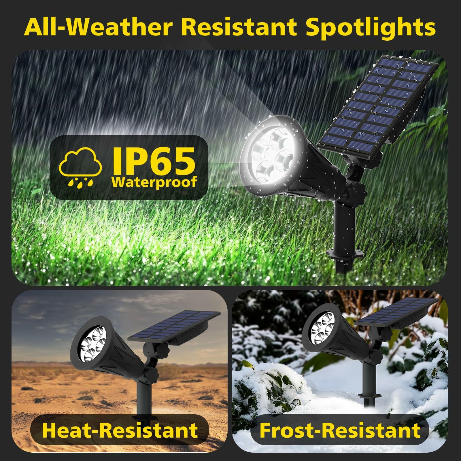 2 PACK T-SUN Solar Spotlights Outdoor, White LED Landscape Lights, Waterproof