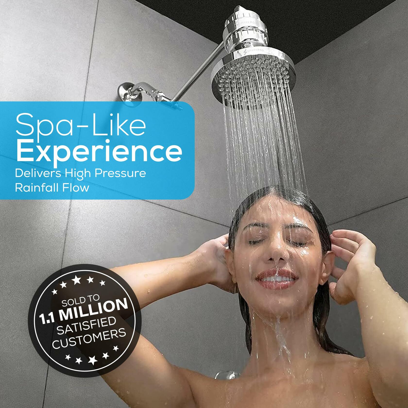 SparkPod Shower Head - High Pressure Rain - Premium Quality Luxury Design - Easy