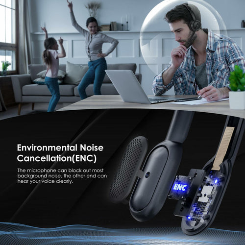 Upgrade ANC & ENC Headset with Microphone for PC, Wireless Headset with Mic for