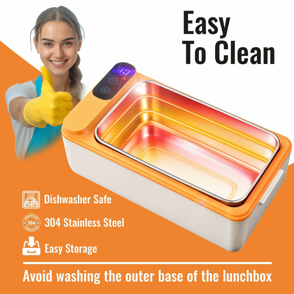 Rechargeable Electric Heated Lunch Box - Cordless Battery Powered Portable Food