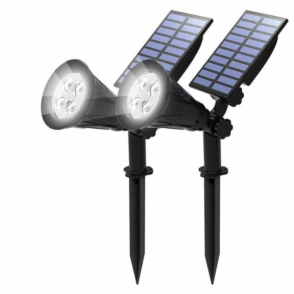 2 PACK T-SUN Solar Spotlights Outdoor, White LED Landscape Lights, Waterproof