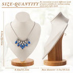 Juexica 3 Pcs Necklace Display Stand Bamboo Jewelry Bust Display Stands Beige