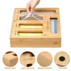 DUJEN Plastic Bag Organizer for Drawer, Bamboo Food Storage Bags Container