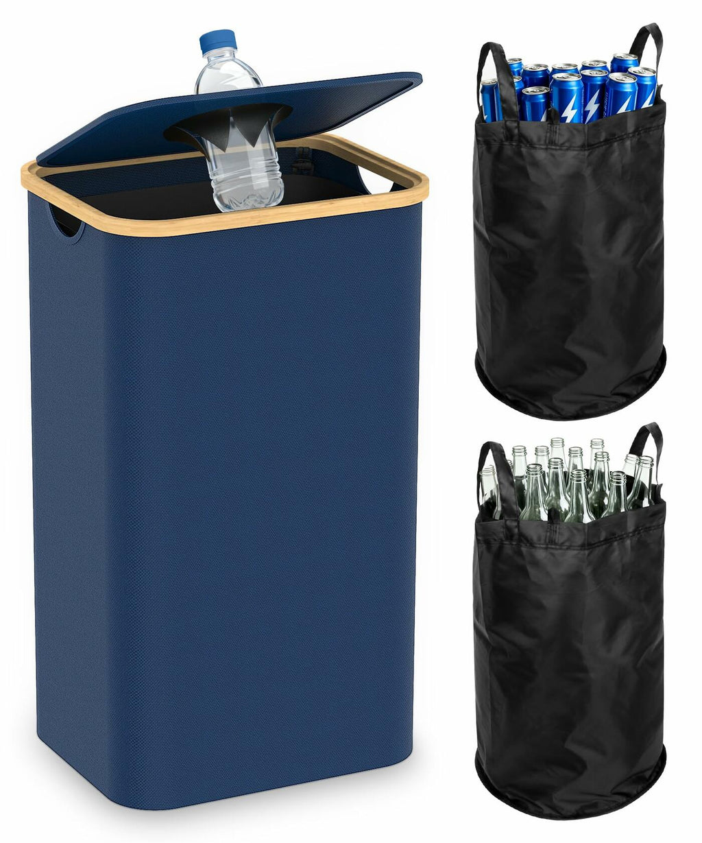 Blue Recycling Bins for Kitchen 26 Gallon (100L) Recycle Bin with lid, Indoor