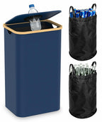 Blue Recycling Bins for Kitchen 26 Gallon (100L) Recycle Bin with lid, Indoor